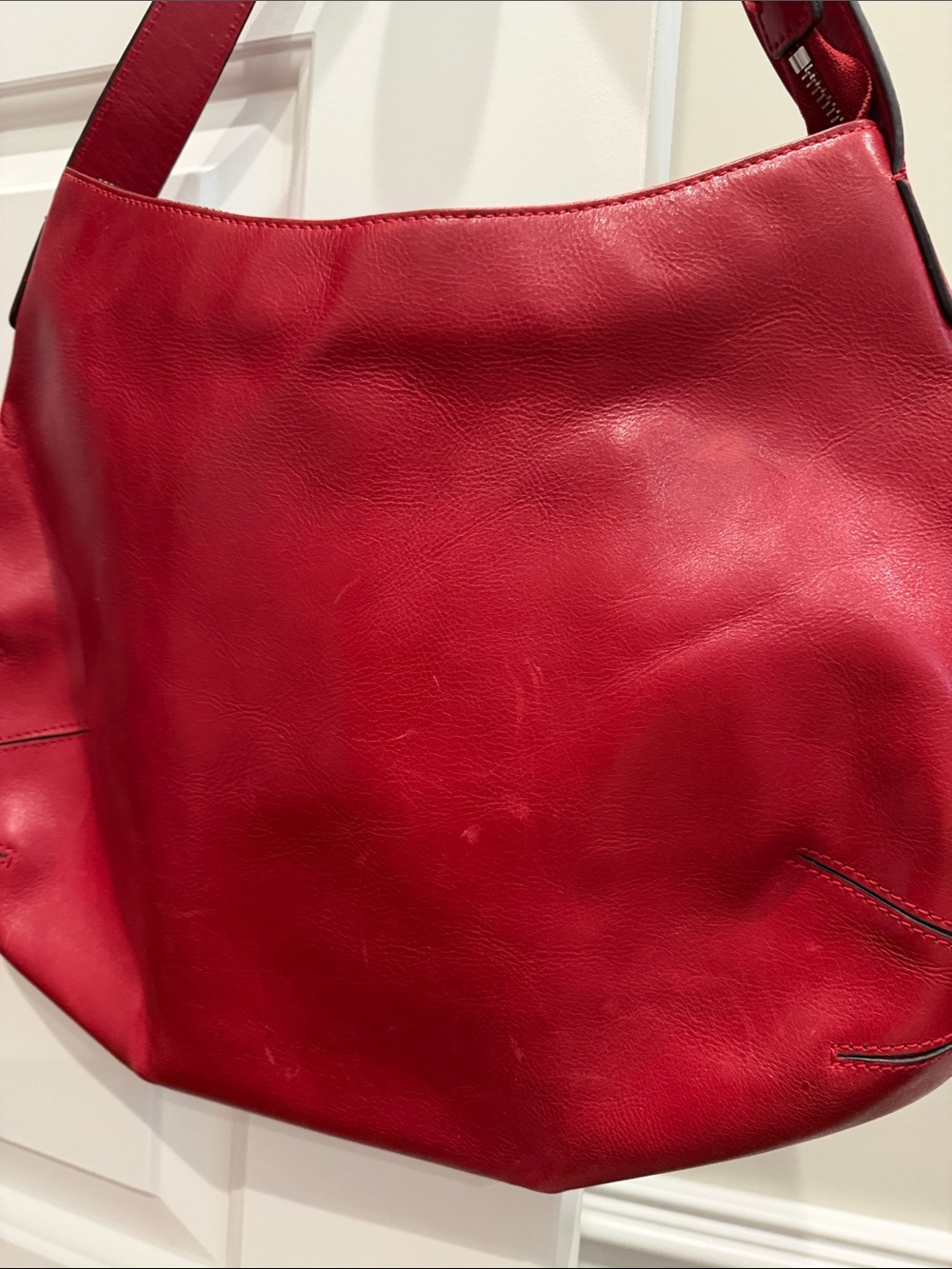 HOBO brandWomen's Red Leather Shoulder Bag - Classic Hobo - Picture 6 of 9